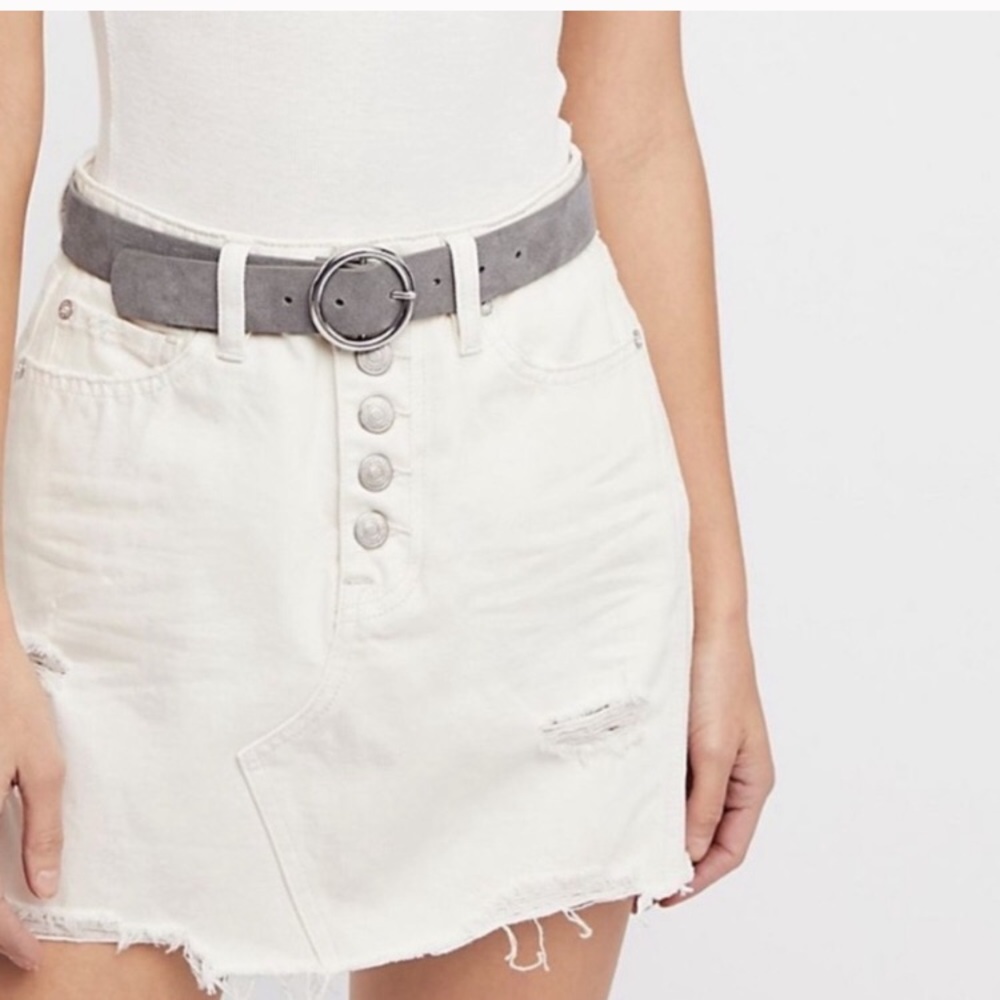 Free People White Denim A-like Miniskirt (NWT!)